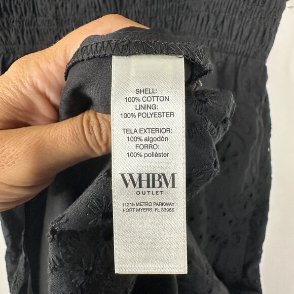 NWT White House Black Market Puff Sleeve Eyelet Midi Black XL #WHBM19 - Picture 5 of 9